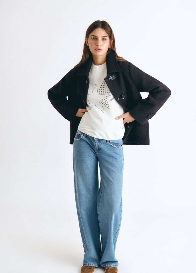 Double-star studded sweater