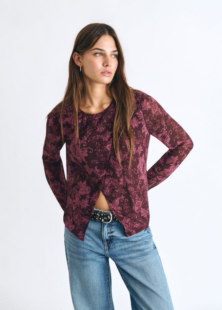 Blouse met print en opening aan de voorkant