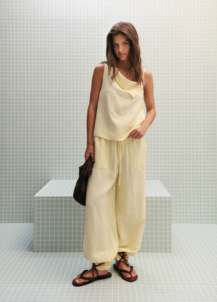 Pantalone harem lino