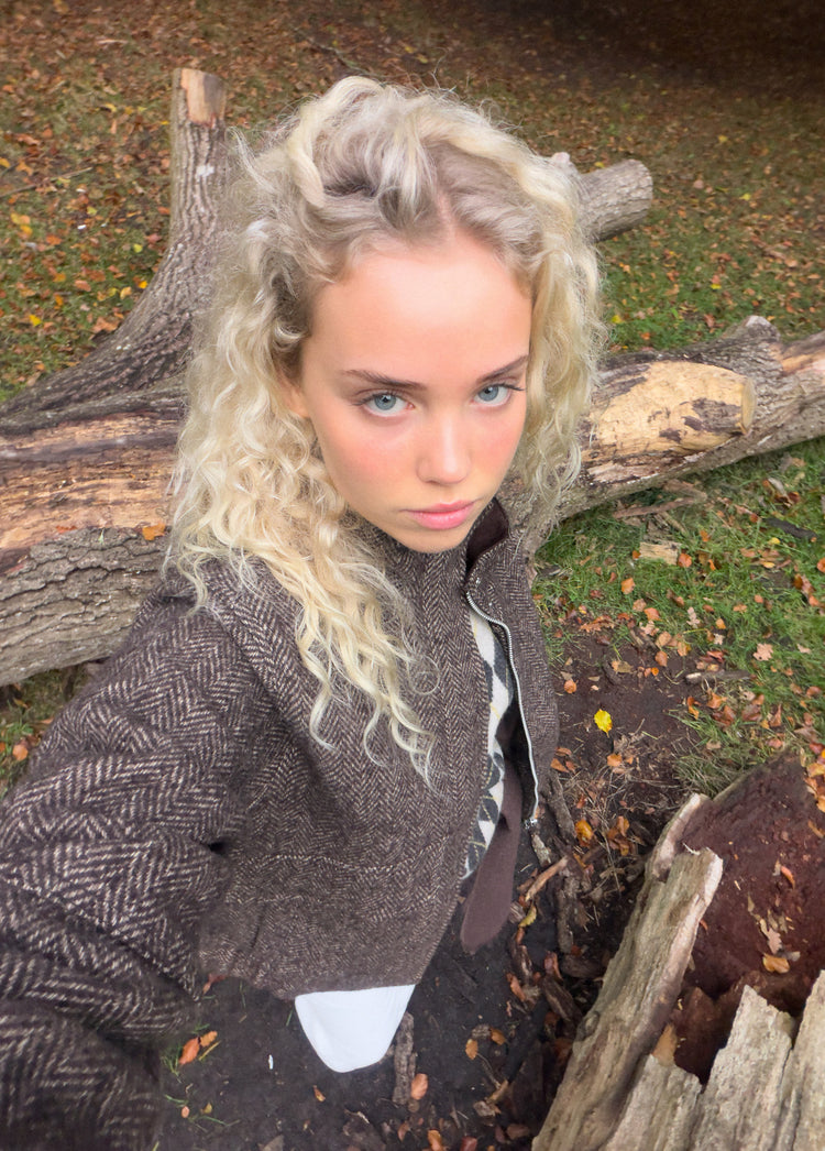 Herringbone wool bomber jacket