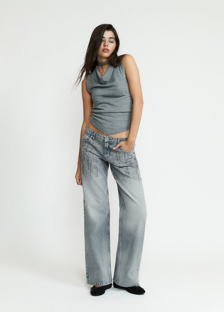Top met rimpeldetail en studs
