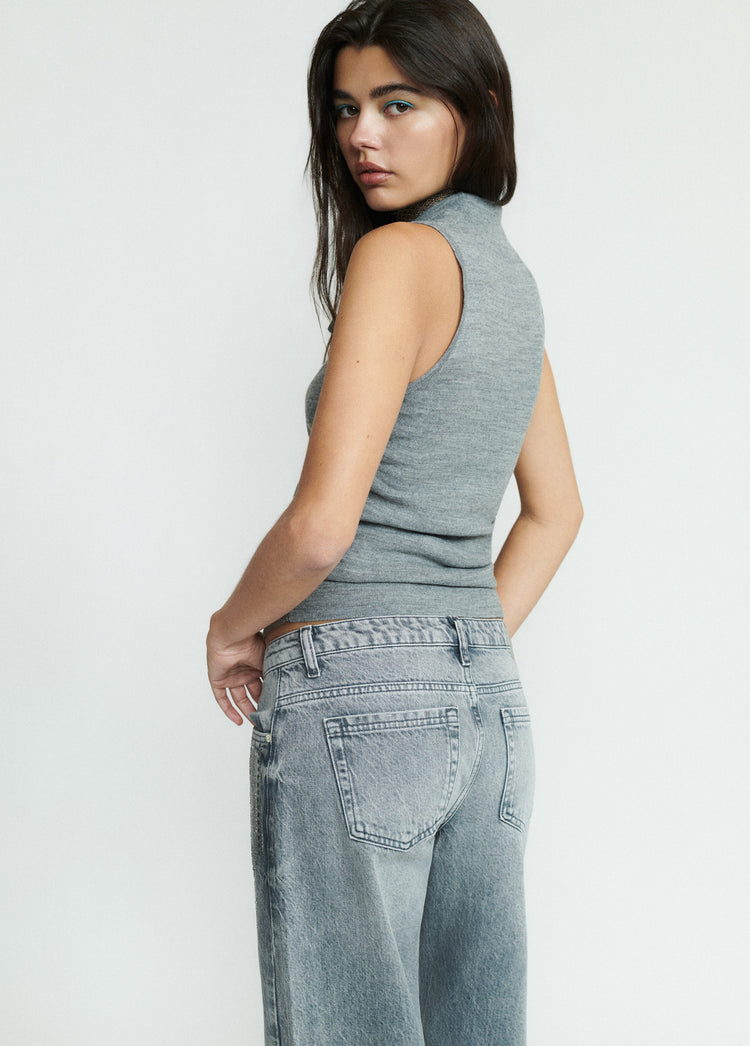 Top met rimpeldetail en studs