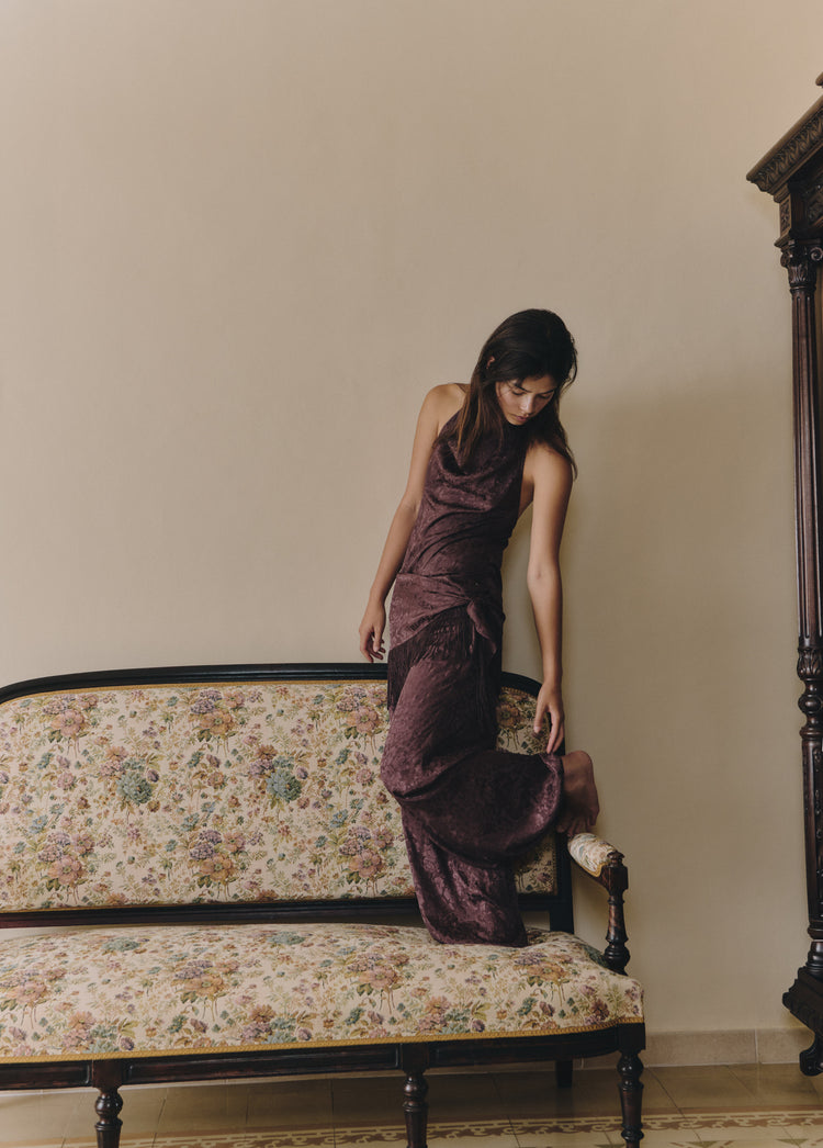 Harem pants with fringed scarf