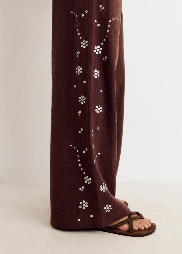 Flowy pants with side sequin detail
