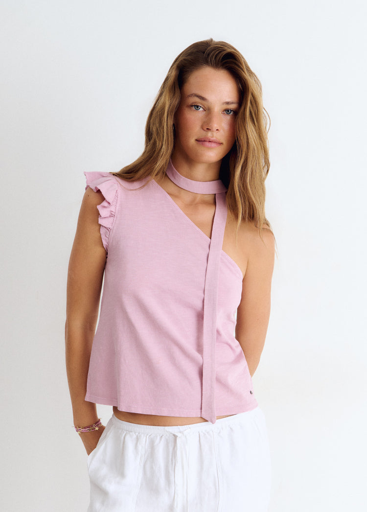 Asymmetrisch T-shirt met volant