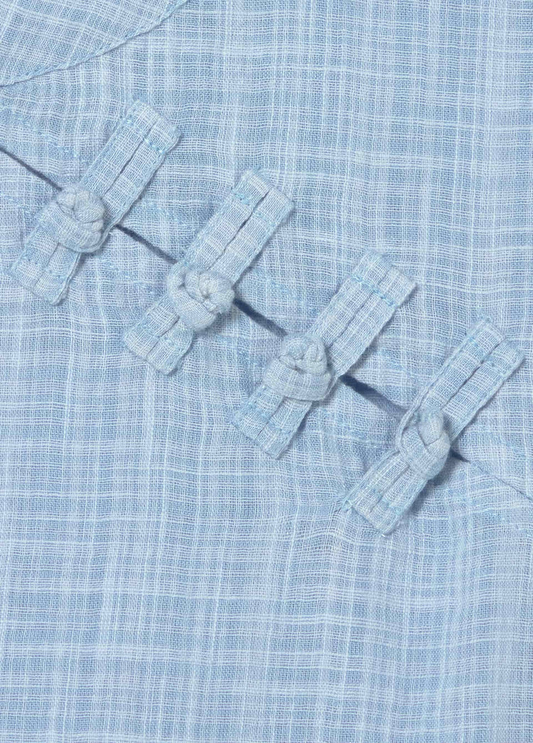 Blouse met Japans ruitdetail