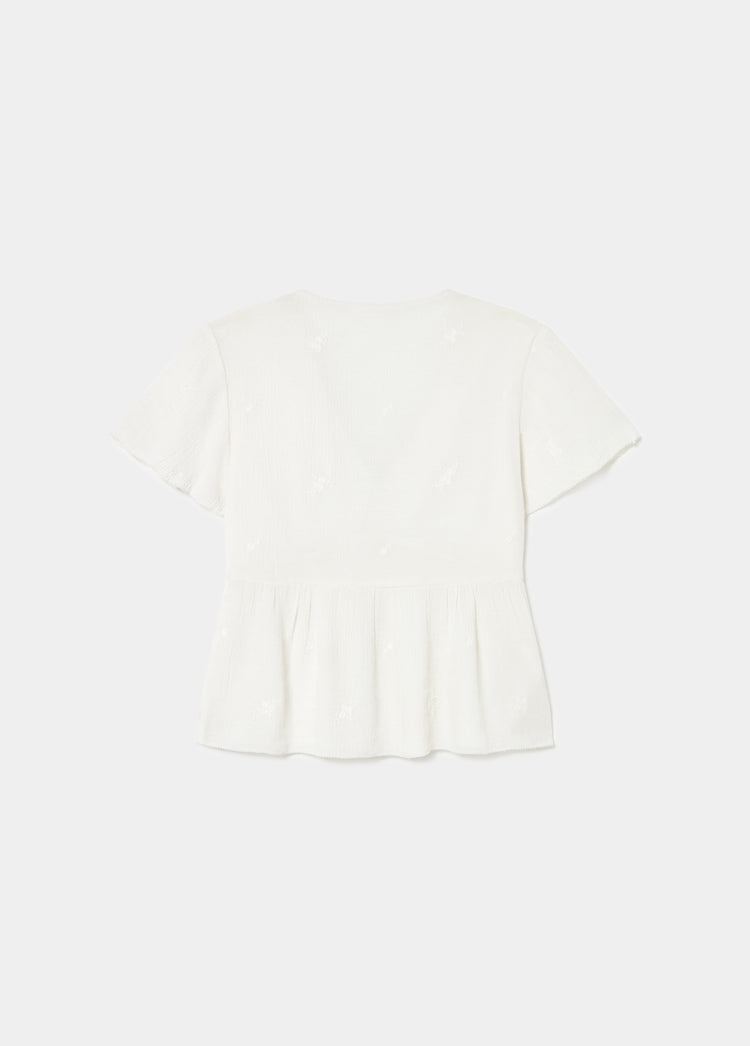 Blouse met korte mouwen en volant