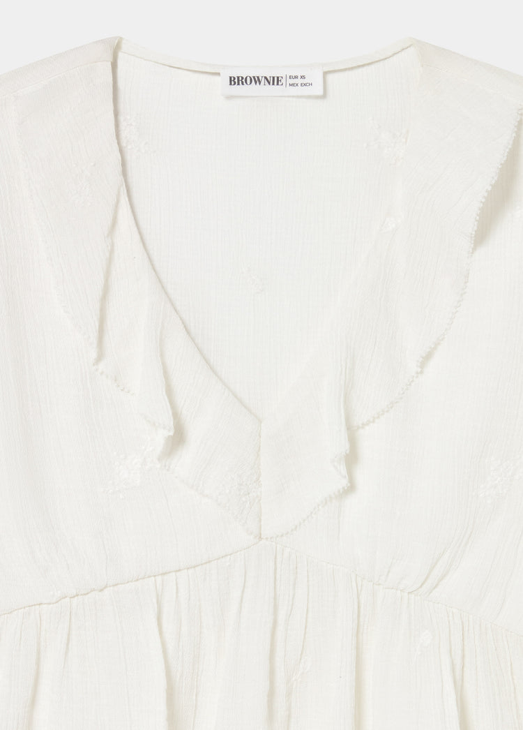 Blouse met korte mouwen en volant