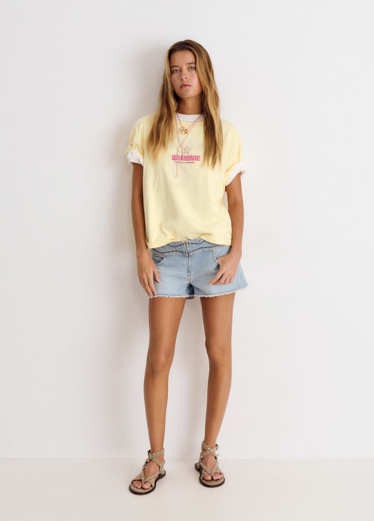 Short cinturilla ancha bordada