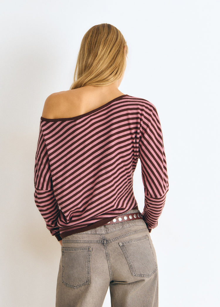 Asymmetric striped sweater
