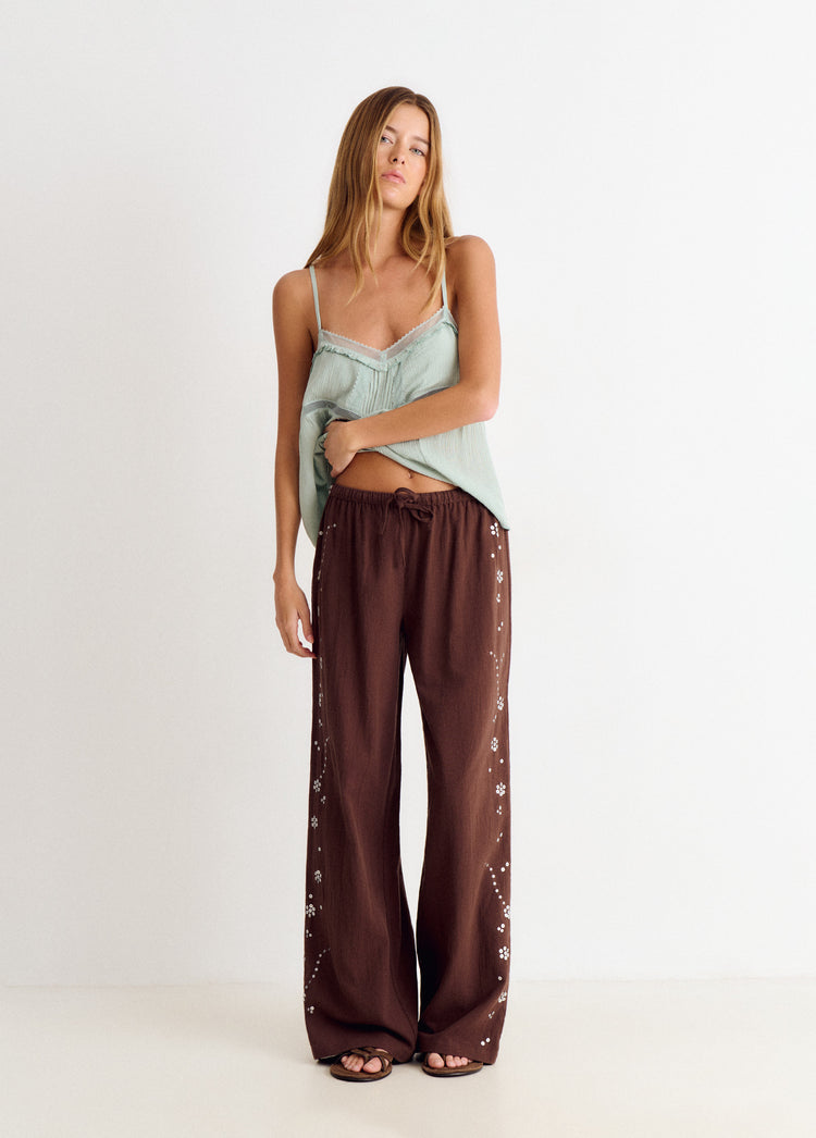Flowy pants with side sequin detail
