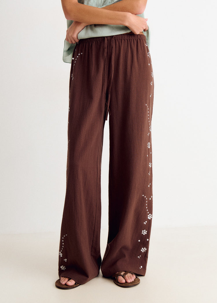 Flowy pants with side sequin detail