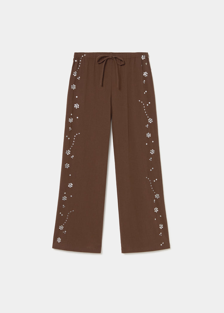 Flowy pants with side sequin detail
