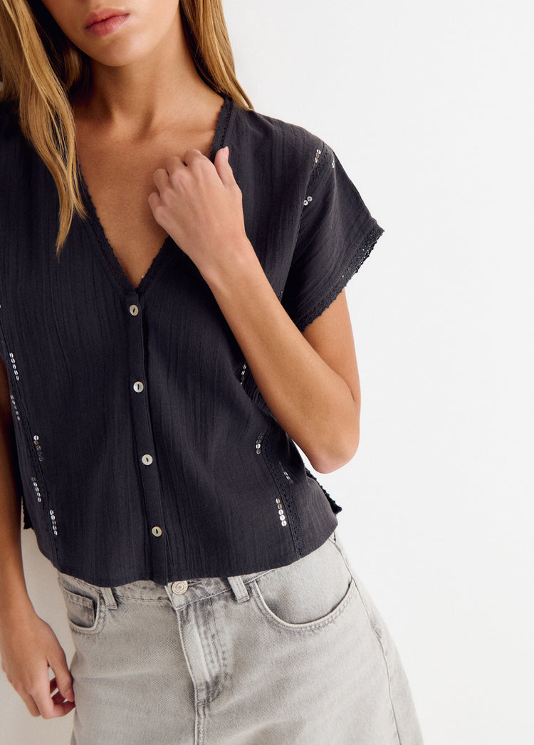 Sleeveless sequin blouse