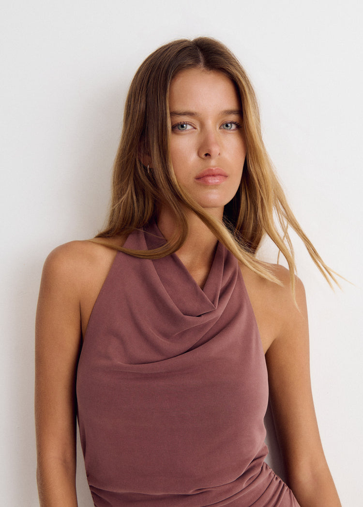 Robe en cupro dos-nu avec clous