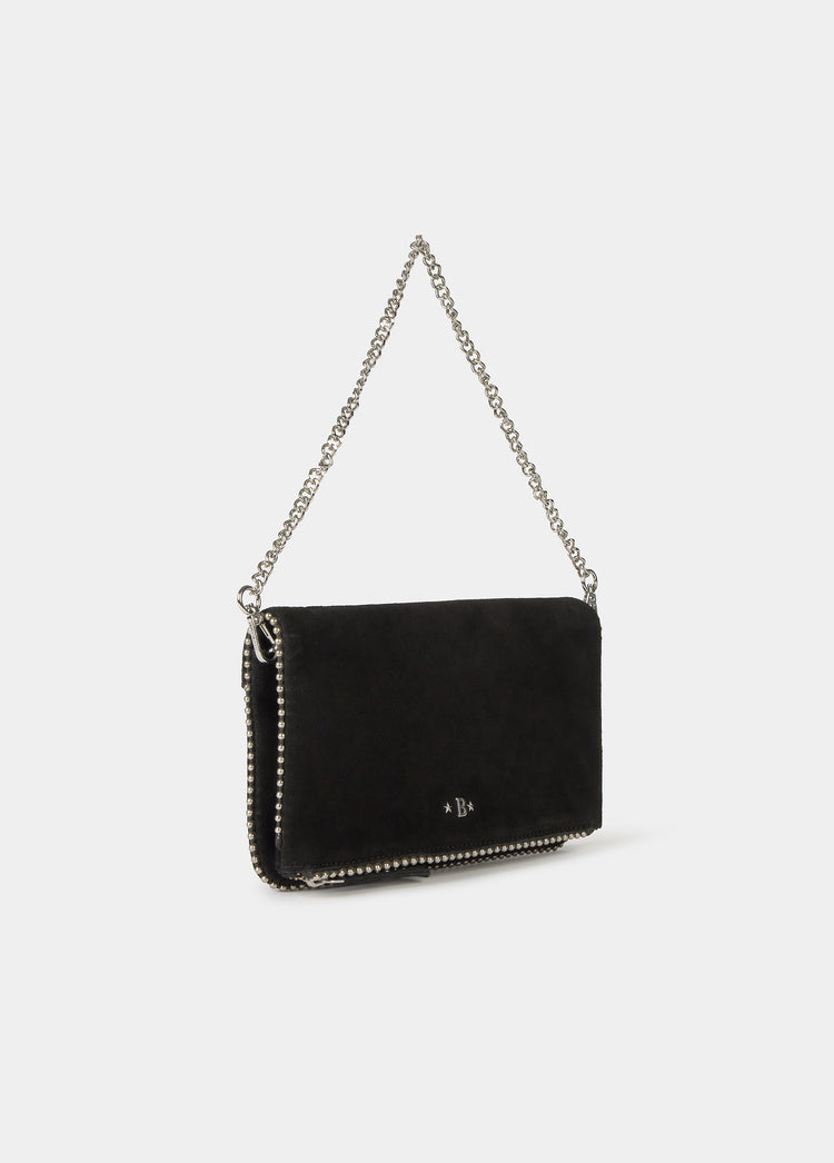 Bolso solapa bolitas serraje
