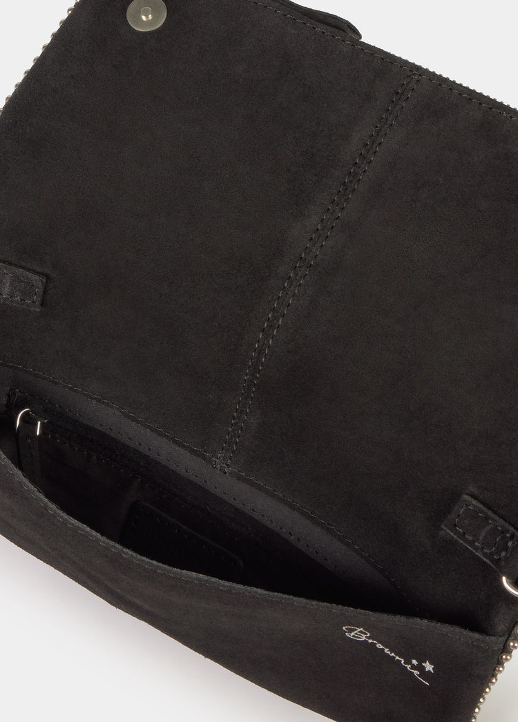 Bolso solapa bolitas serraje