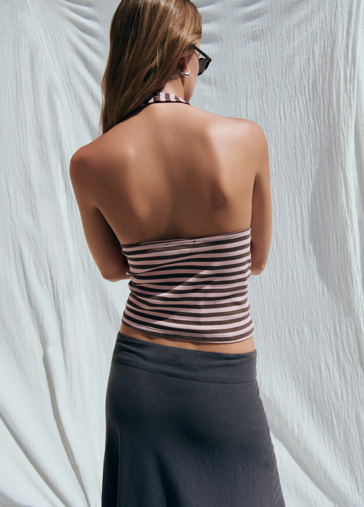 Top halter raya tejida