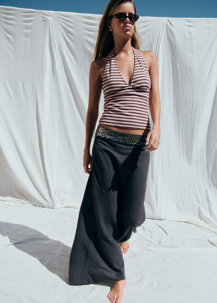 Top halter raya tejida