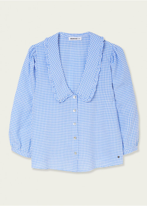 Chemise marisa carreaux col claudine manches 3/4