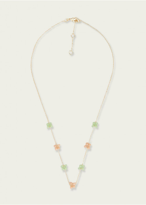 Collier fleurs petites perles bicolores