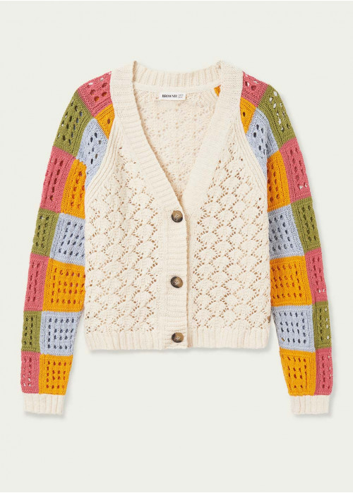 Veste maille manches patchwork