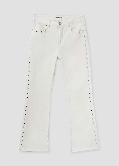 Pantalon flare cropped clous