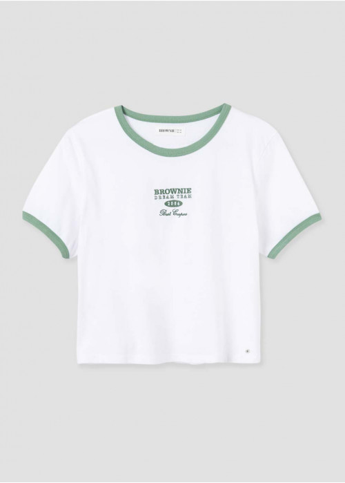 T-shirt brownie broderie contrastante