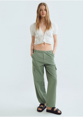 BLOUSE COURTE NŒUD BRODERIE
