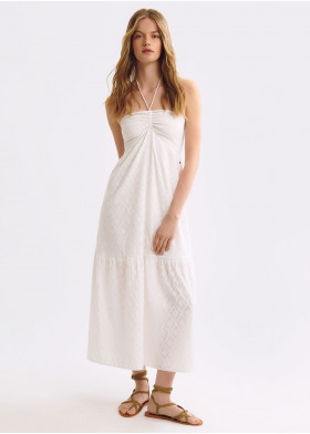 ROBE LONGUE STRUCTURÉE ENCOLURE AMÉRICAINE