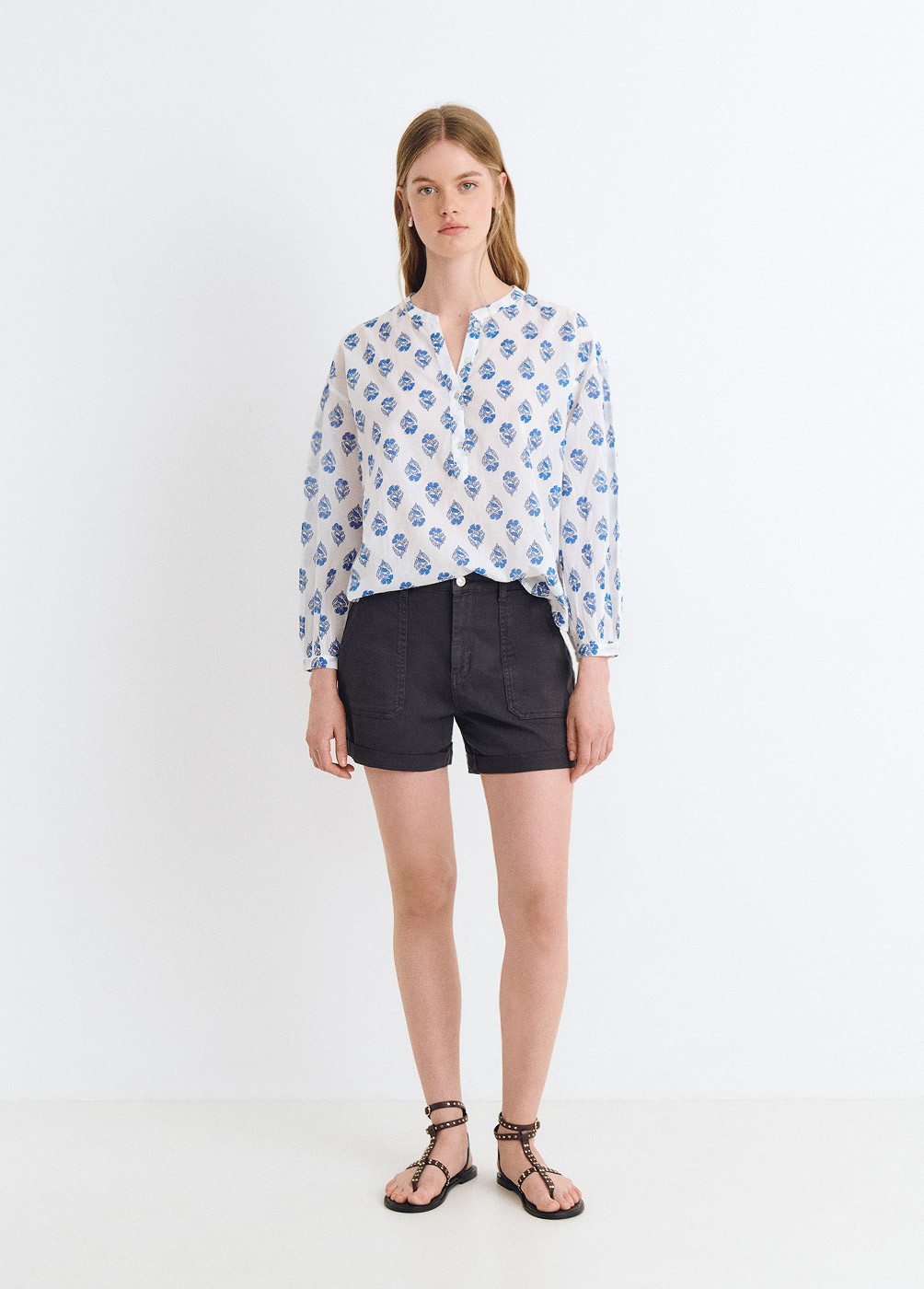 Blouse tunique fleur block print BROWNIE