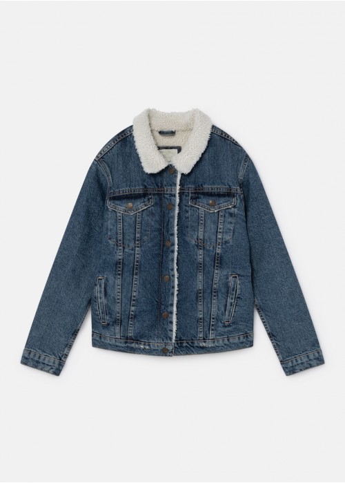 Veste jackie en jean et mouton