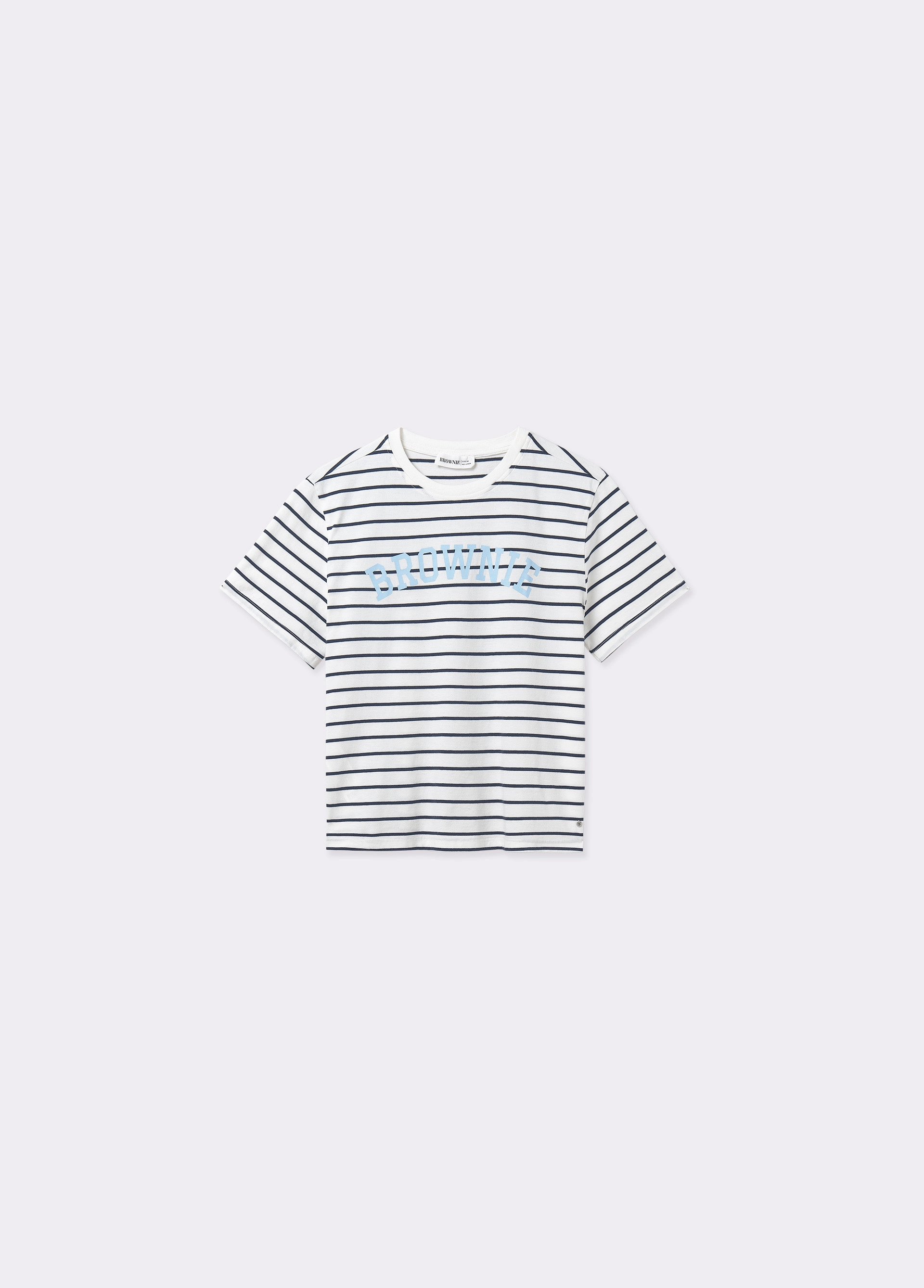 T-shirt tissu rayé texte...