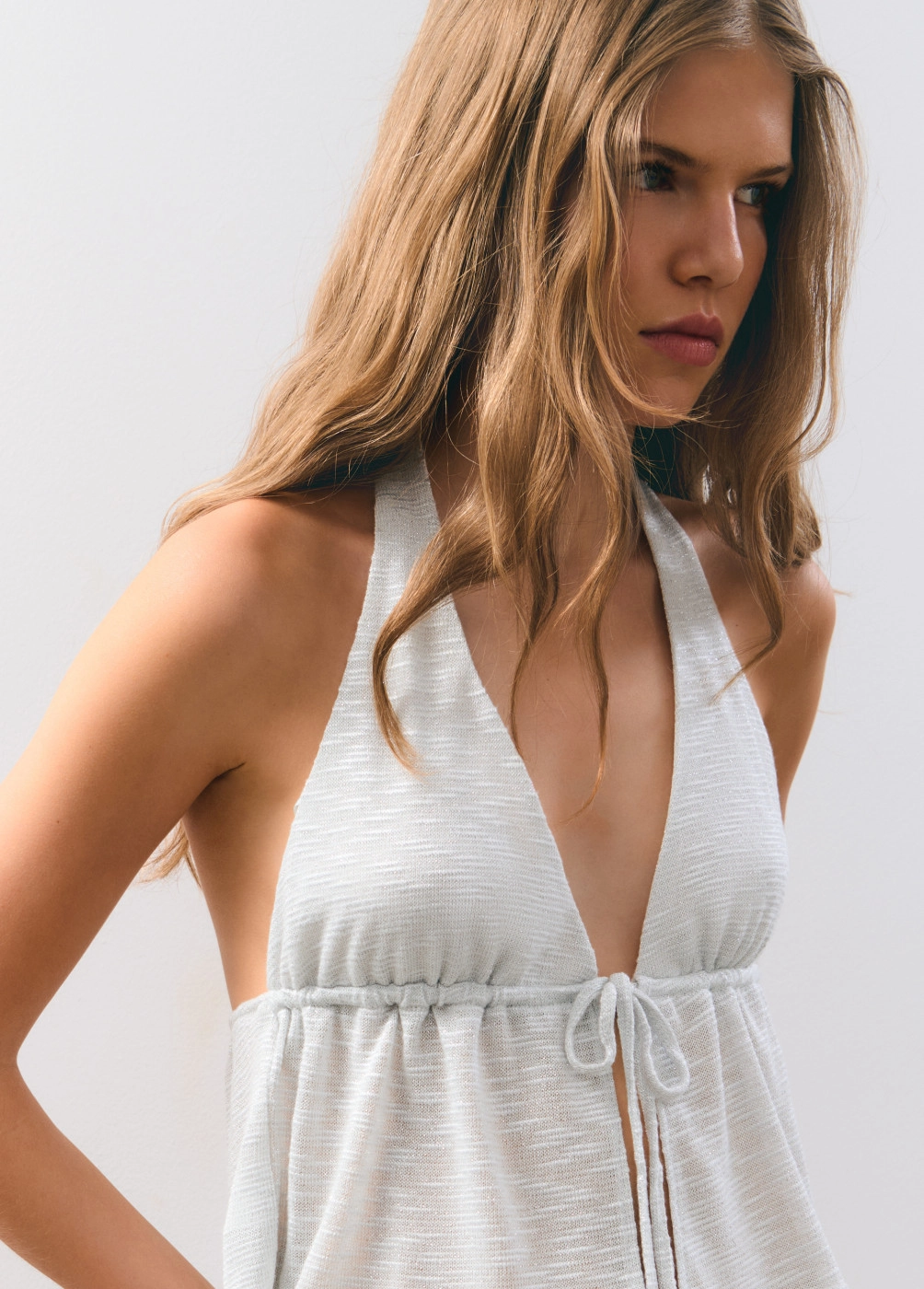 Top halter hilo metalizado