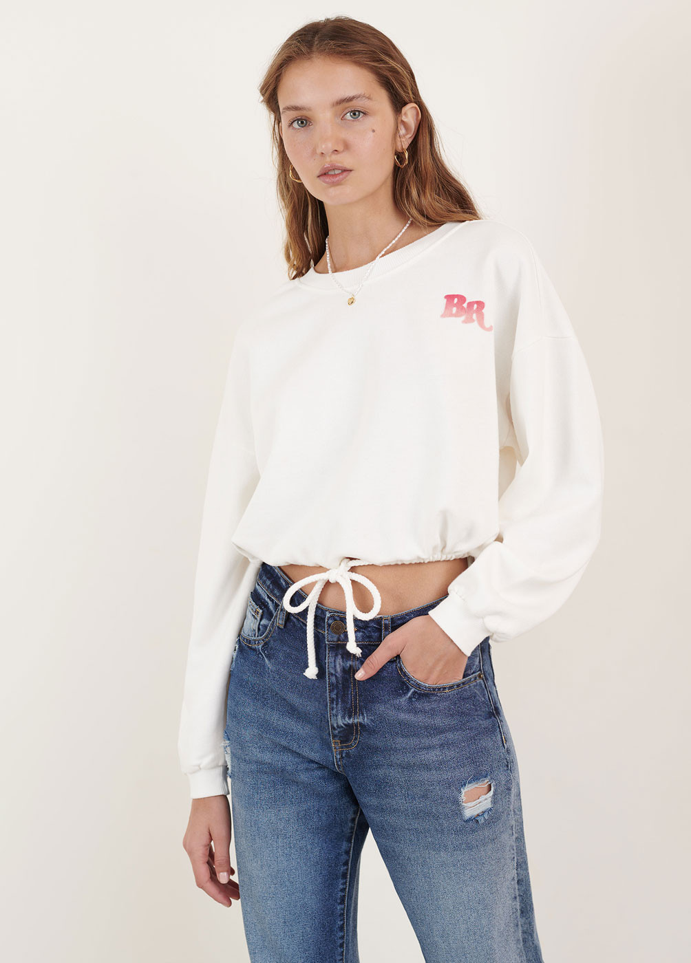 SWEAT-SHIRT COUPE MANCHES