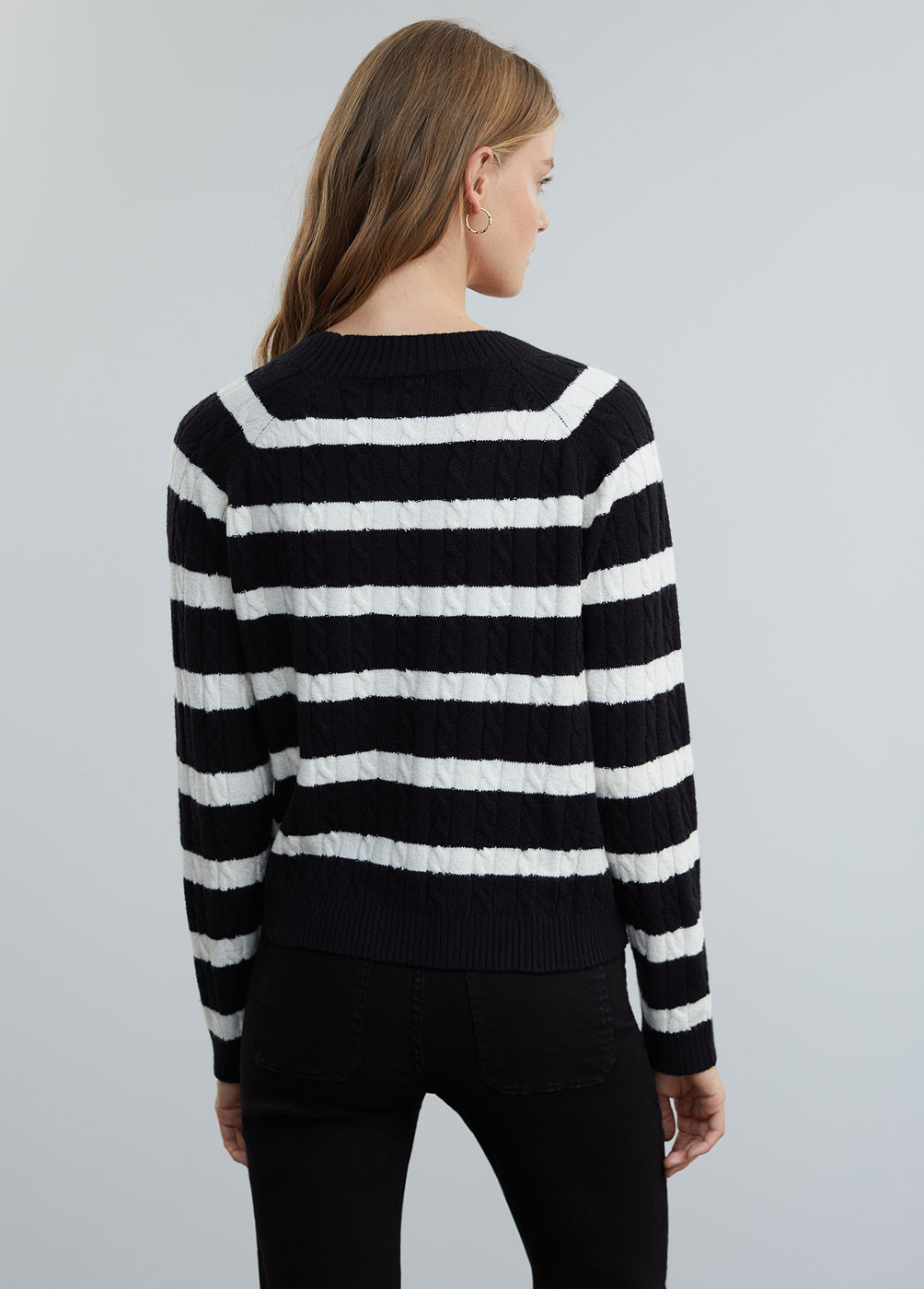 PULL-OVER COL V RAYURES