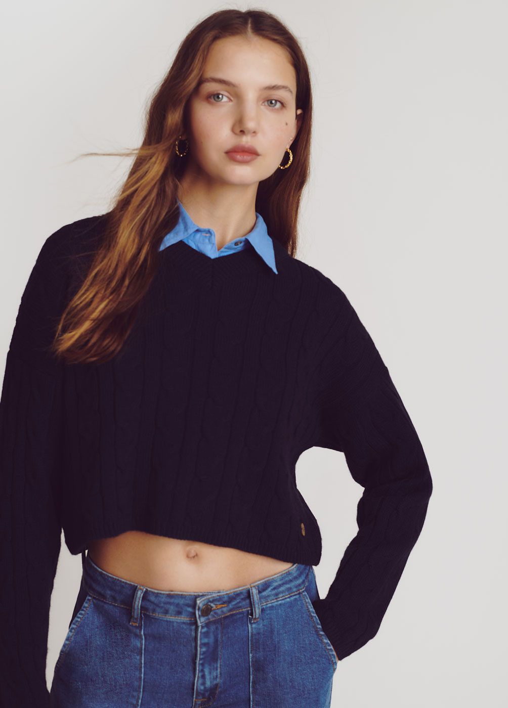 PULL-OVER CROPPED COL V