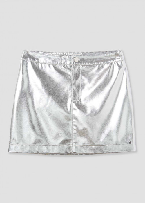 Metallic imitatieleren jurk