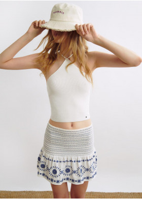 JUPE SMOCK BORDERIES CONTRASTANTES
