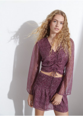 BLOUSE MOUWEN VOLUME LACE-UP