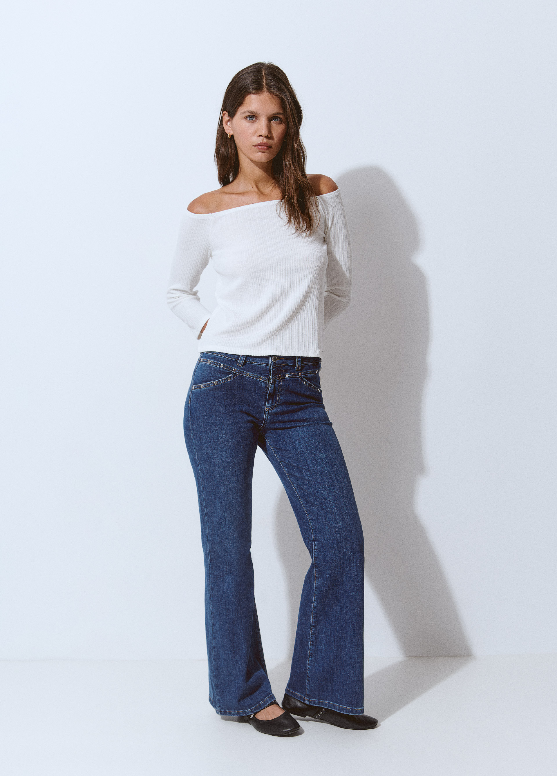Jupe culotte en jean avec clous BROWNIE