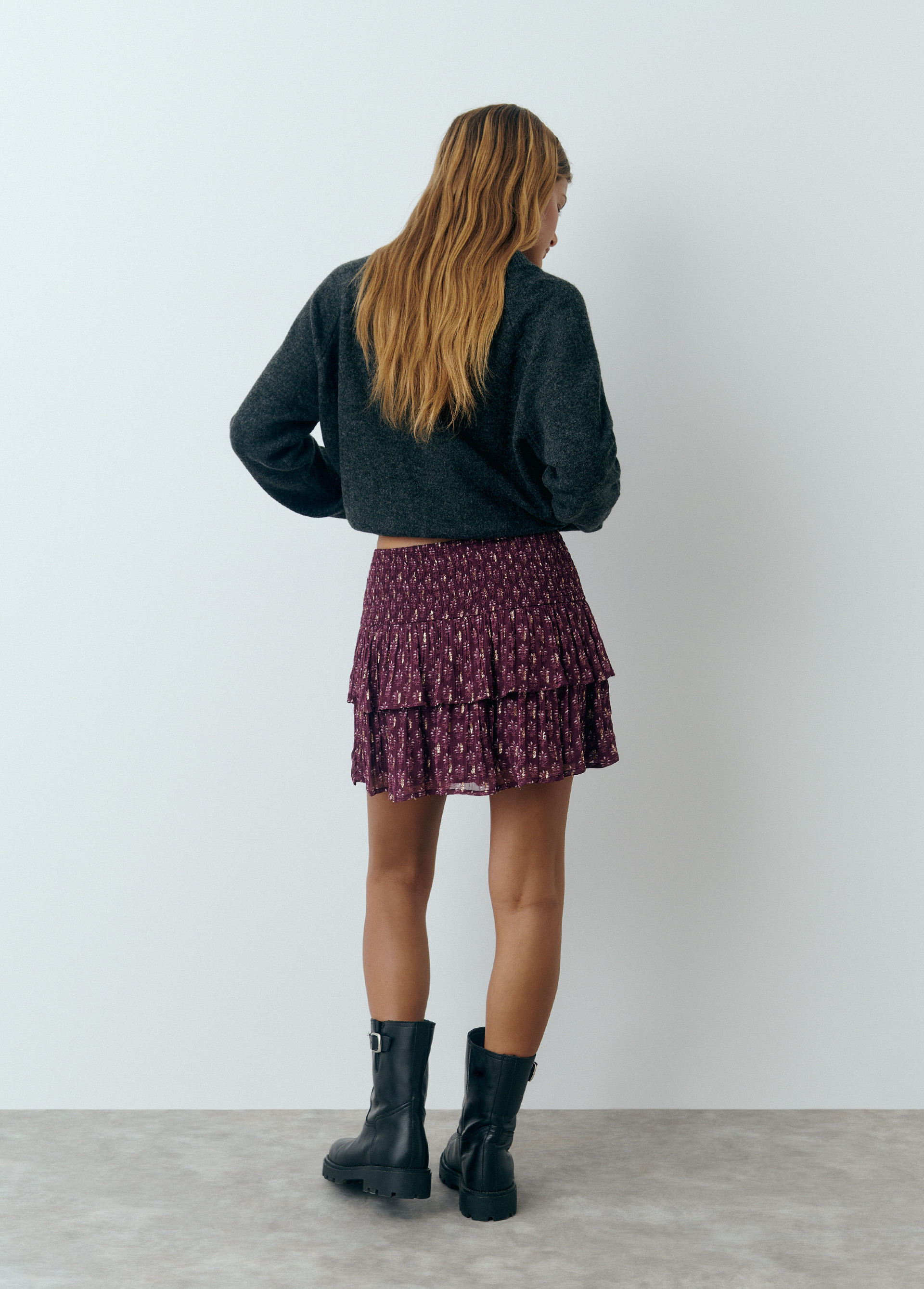 Jupe imprimee volants motif indien BROWNIE