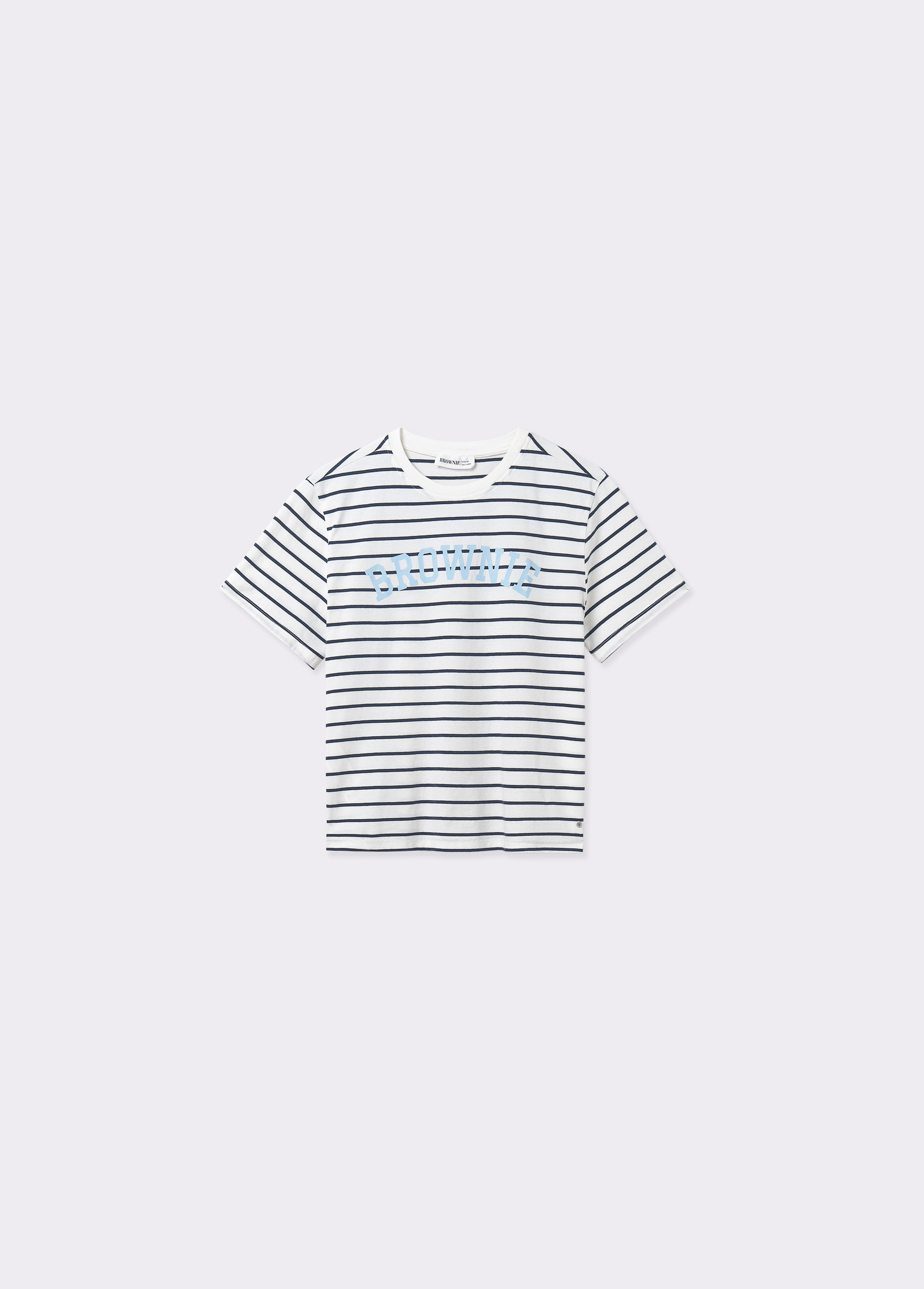 T-shirt tissu rayé texte...