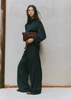 Gathered bomber jacket with buttons