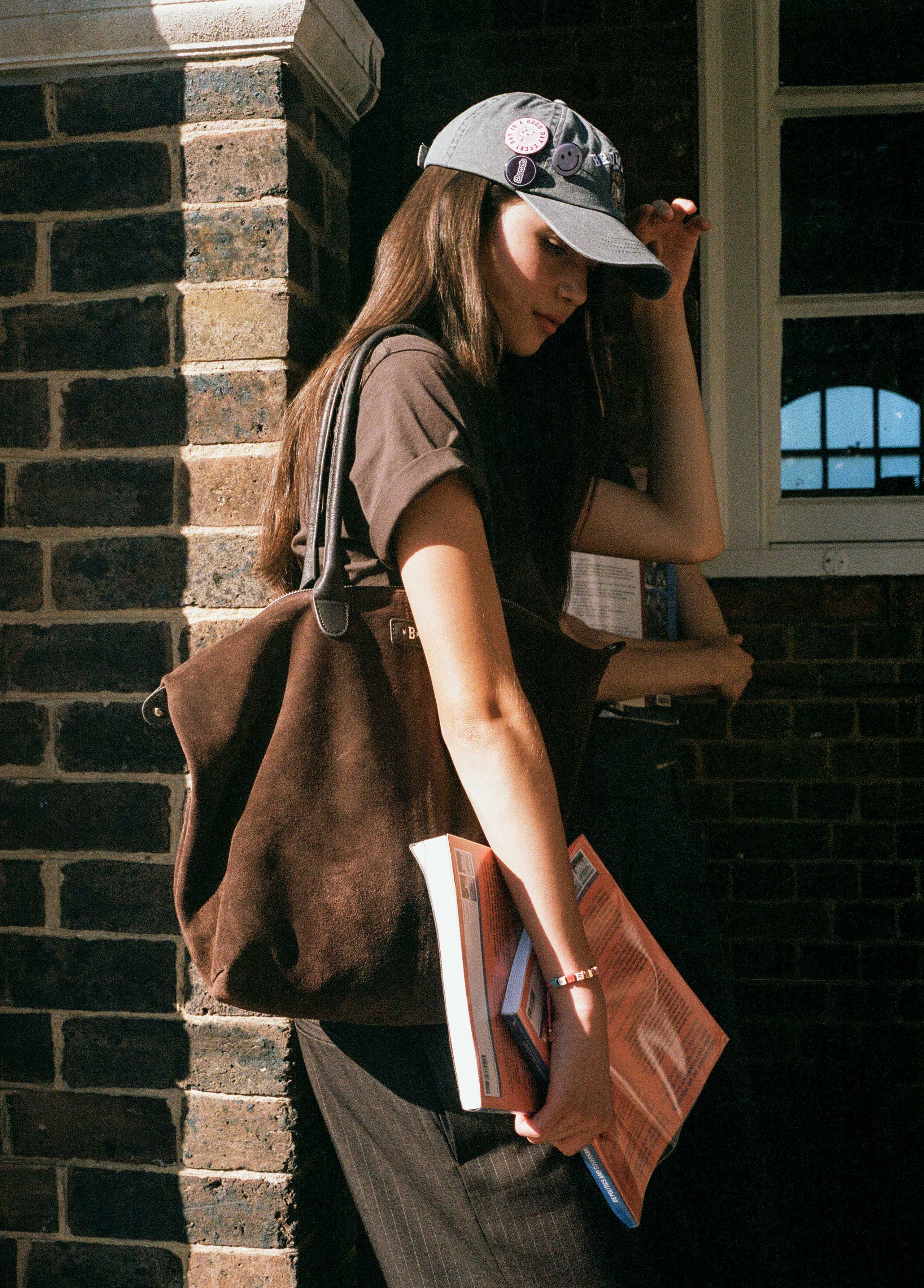 Suede shopper bag