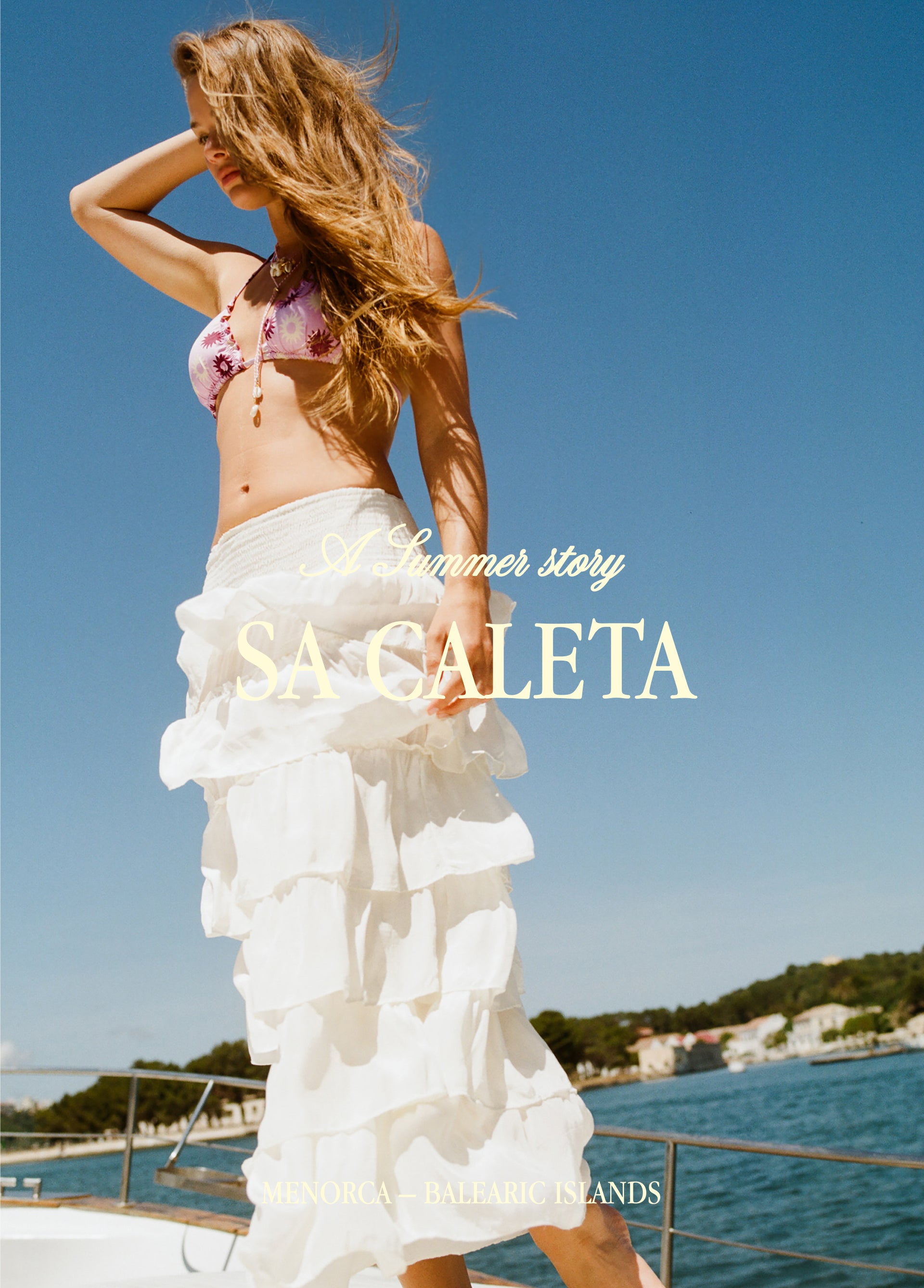Long multi-ruffled skirt