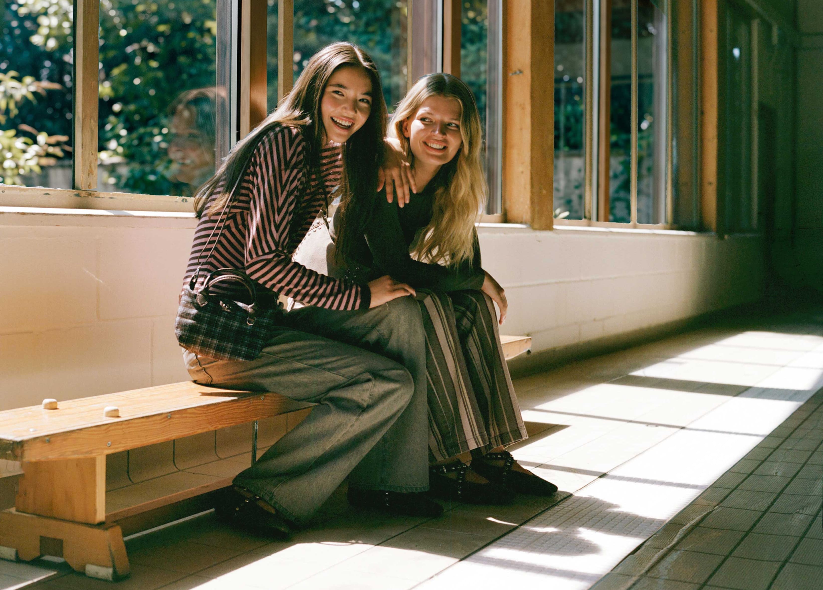 Striped print trousers