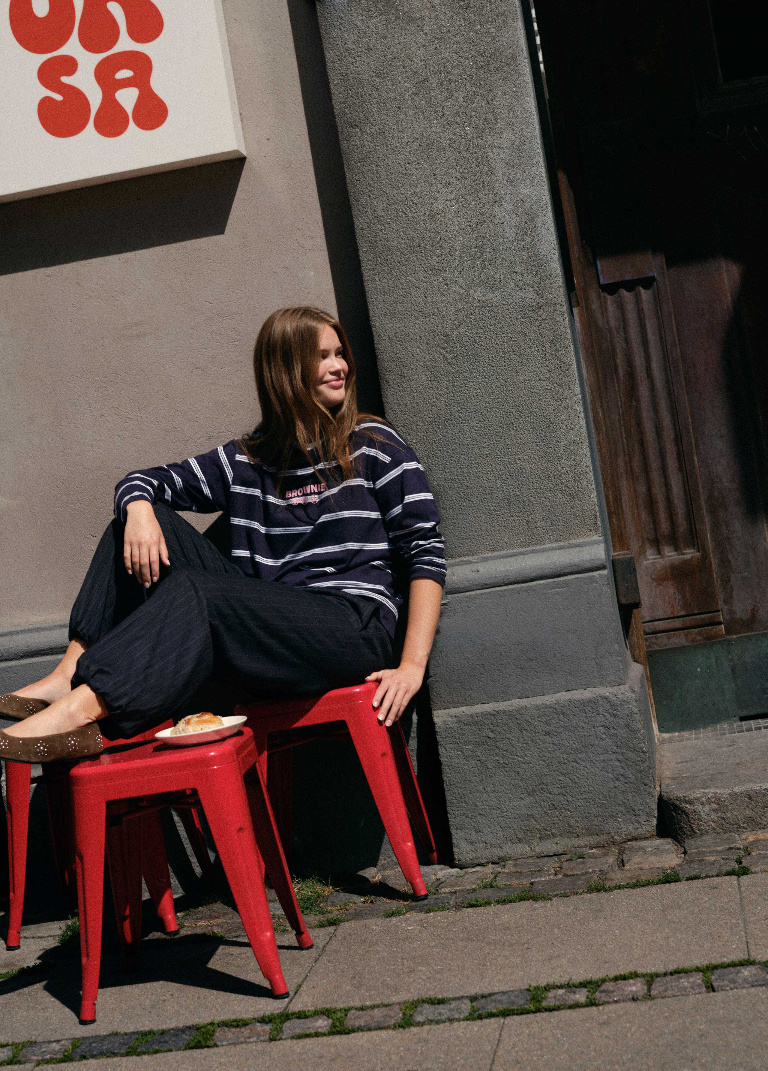 Pinstripe harem trousers
