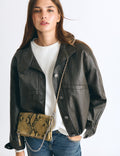 Snake-effect flap bag