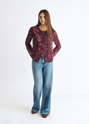 Blouse met print en opening aan de voorkant